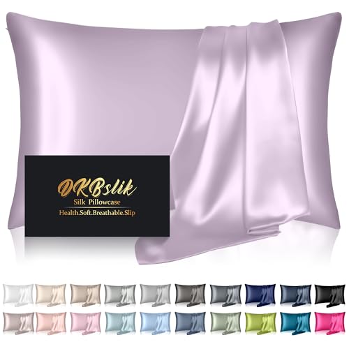 Image of Silk Pillowcase for Hair and Skin, Mulberry Silk Pillow Cases Queen Size, Anti Acne Cooling Beauty Sleep Both Sides Natural Silk Satin Pillowcases with Hidden Zipper, Gifts for Women Men, Lavender