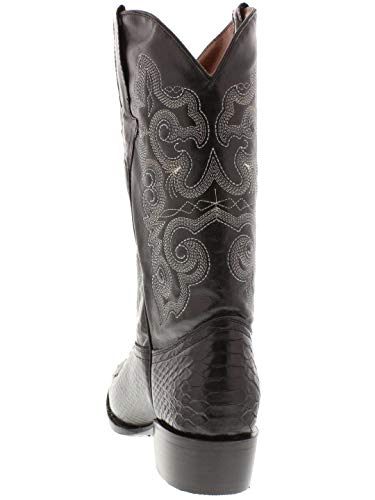 Texas Legacy Mens Black Western Leather Cowboy Boots Snake Python Print Round4