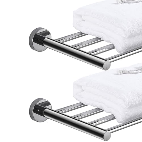 2-Tier Hotel Towel Racks for Bathroom, Wall Mounted Towel Shelf, 30 Inch Bathroom Towel Rack, Polished Chrome