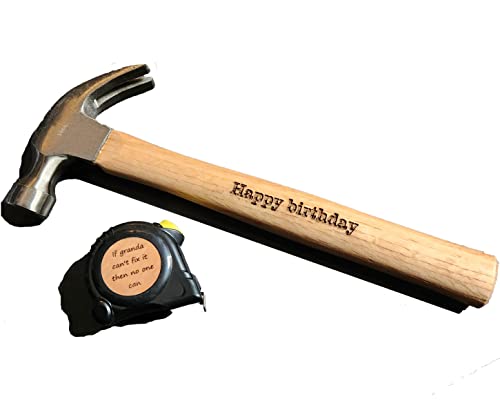 Personalised Engraved 16 oz Hammer Measuring Tape Gift for Him Men Grandad Dad