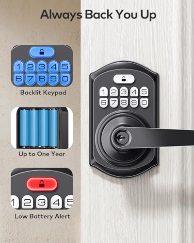TEEHO TE004 Keyless Entry Keypad Door Lock with Handle - Smart Digital Electronic Lock for Interior Door with Anti-Peeping, Auto Lock & Passage Mode - Easy Installation - Matte Black thumbnail 9