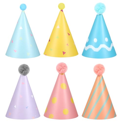 Packung mit 6 Mini Partyhüte für Kuscheltiere Kleine Partyhüte Verstellbarer Kegelhut Partyhüten für Katzen Hunde Kaninchen und Verschiedene Tieraccessoires