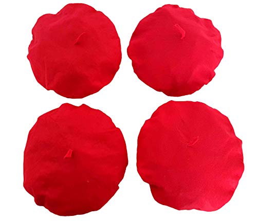 Dondor Felt Berets for Children and Teenagers (RED, 4 PACK)