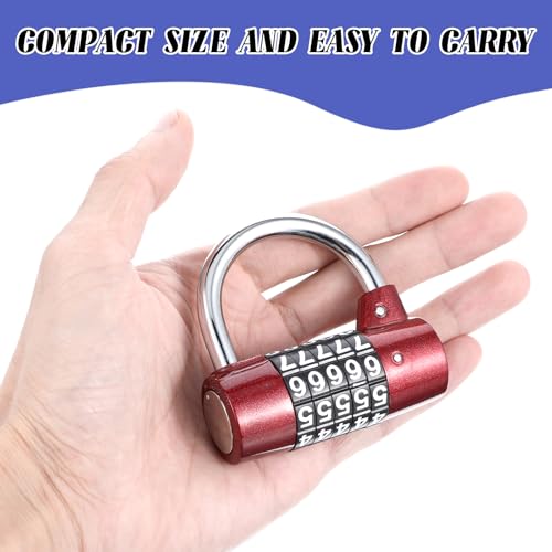 Image of 4 Pcs 5 Letter Combination Lock Heavy Duty Gym Locker 5 Digit Word Locker Keyless Resettable Metal Lock for College Gym Toolbox Hasp Cabinet (Number)