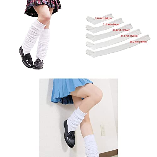 Women's Extra Knit Socks Japanese Style Loose Socks White Lolita Leg Warmer Bubble Slouch Socks3