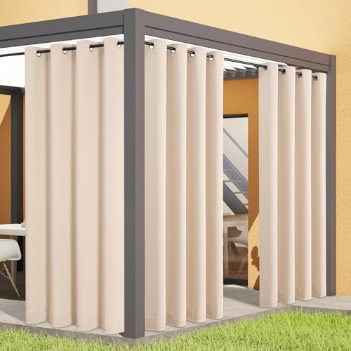 Flyfun Outdoor Waterproof Patio Curtains 2 Panels