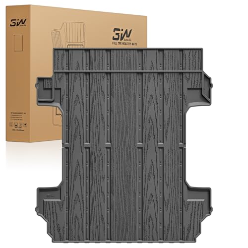 Image of 3W Truck Bed Mat Fit 2019-2024 2025 2026 Chevy Silverado 1500 & GMC Sierra 1500 6.6FT Standard Bed (Not Fit 5.5' /5.8' /6.8' /8.2' Bed) All Weather TPE Custom Fit Heavy Duty Pickup Accessories Trunk Mat