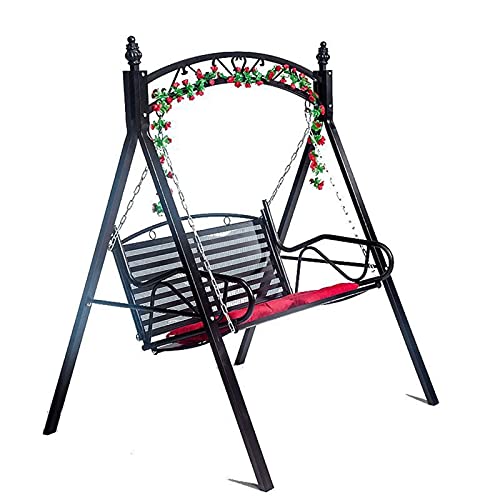 Columpio de patio al aire libre, cama de princesa columpio muebles de patio trasero, hamacas perezosas, banco de columpio para porche al aire libre (color: blanco) (negro)