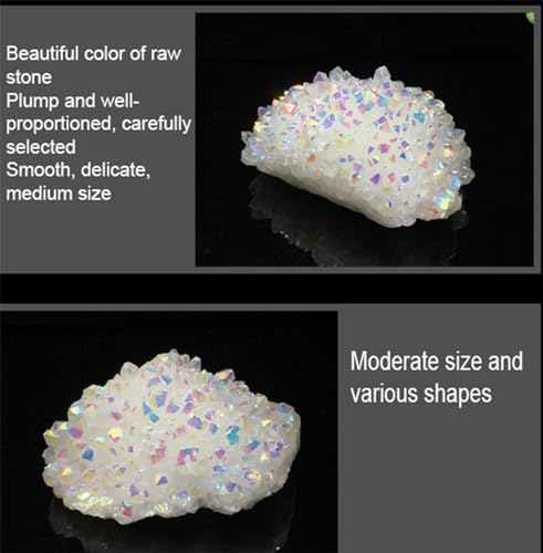 Cristal de roche blanc en cluster titane, cadeau idéal géode quartz