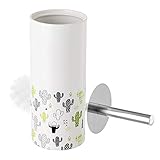 Escobilla de baño con estampado exótico de cactus en color blanco y verde.