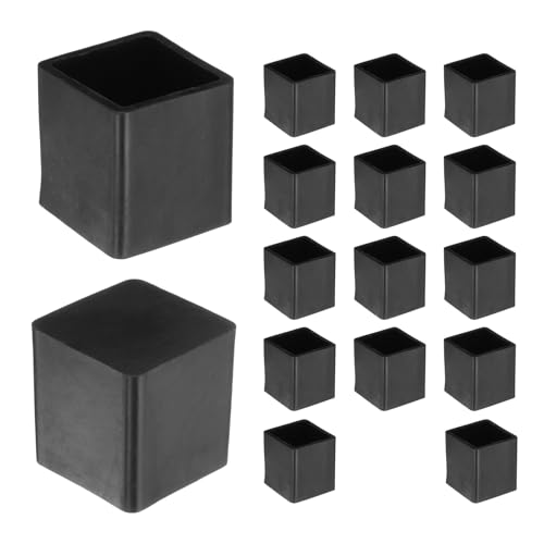 sourcing map 16pcs Square Chair Leg Caps PVC Chair Leg Floor Protectors Non-Slip Chair Feet Covers for Hardwood Floors Furniture Protectors, Black, 20 x 20mm