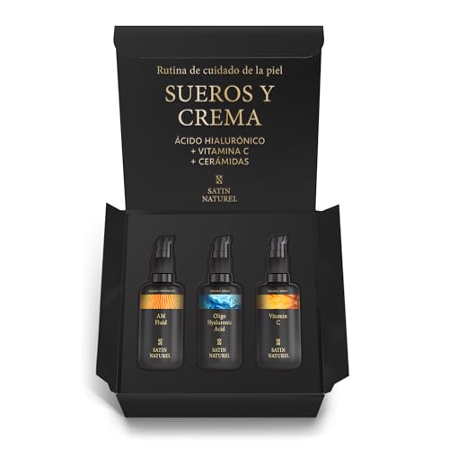 Regalos Originales para Mujer - Regalos para Mujer - Crema Hidratante Facial Mujer + Vitamina C Serum + Acido Hialuronico - Cara y Contorno de Ojos - Regalo Mujer – Mujer y Hombre - Satin Naturel