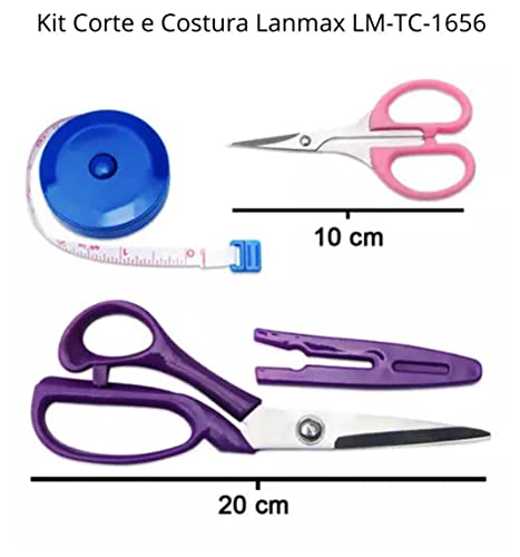Kit Tesoura 8 Polegadas + Tesoura de Precisão + Fita métrica