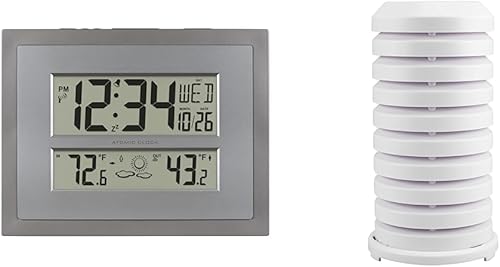 Miniatura 8 de La Crosse Technology 512-85937-INT - Reloj de pared digital atómico con temperatura y pronóstico en grisplateado