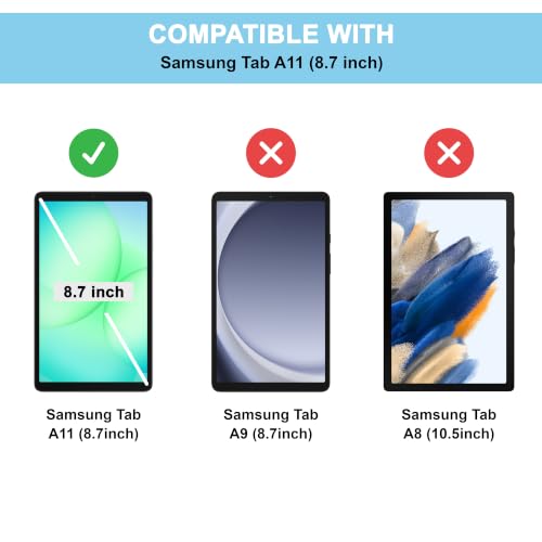 Image of CEDO Smart Case for Samsung Tab A11 (8.7 in) Tri-Fold Flip Folio Cover | Pencil Holder | Multi View Angles Stand TPU Backcover (Black)