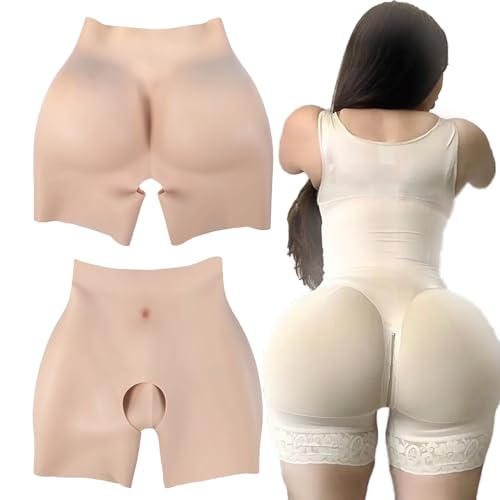 Adima Culo Falso Silicona Realzador De Caderas Gruesas Big Butt Lifter Realista Caderas Entrepierna Abierta Super Fuerte Pantalones De Silicona,Blanco,Hip 1.2CM