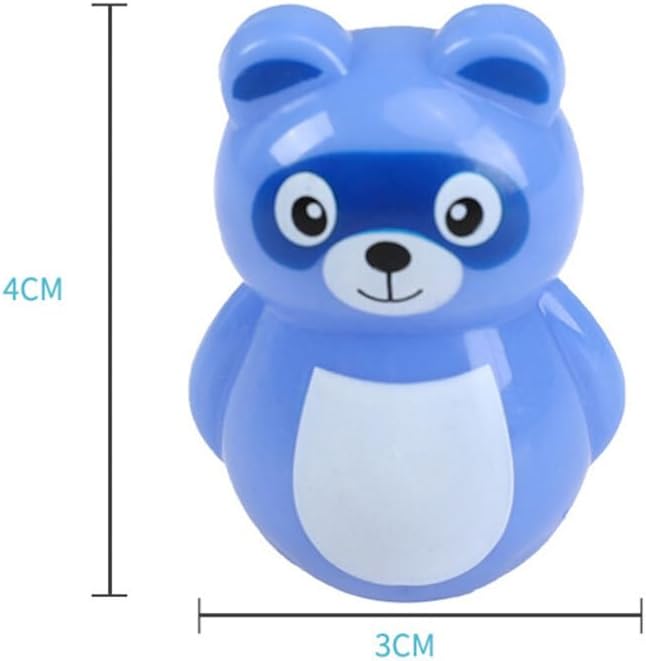 Toyvian Desktop Tumbler Decoration 24PCS Baby Tumbler Mini Animal Panda Baby Weeble Wobble Bear Tummy Time Rock Egg Shakers Montessori Balancing for