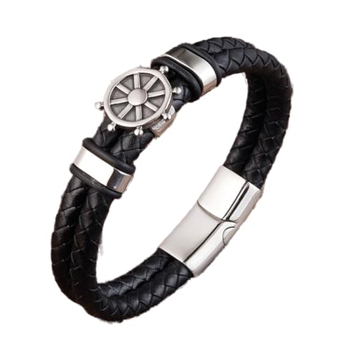 Bracelet homme cuir véritable noir à porter en soirée ou au quotidien