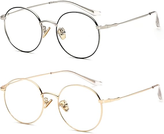 Amazon Co Jp Granvan ブルーライトカット メガネ Pcメガネ Uvカット おしゃれ スマホ用 丸メガネ 伊達メガネ 超軽量 度なし レディース メンズ ユニセックス ケース付き 08 銀色ー黒縁 ゴールド ドラッグストア