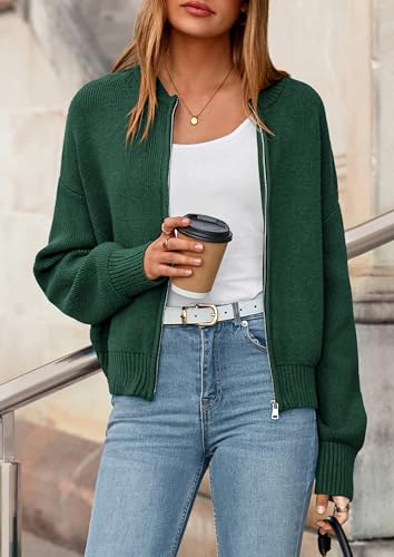 NALANISA Women's Cropped Cardigan Sweaters Fall Open Front Long Sleeve Ribbed Knit Zipper Chunky Cardigans Outerwear Coats4