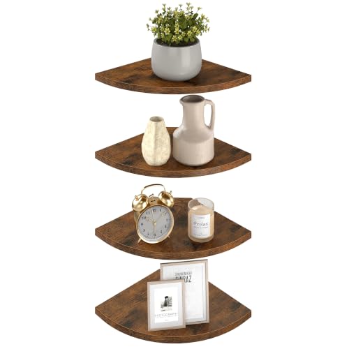 Image of VASAGLE Floating Corner Shelves, Set of 4, 7.8 x 7.8 x 0.5 Inches