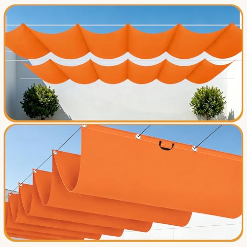 Voile ombrage rétractable vague 550x700 cm sable et orange - 3