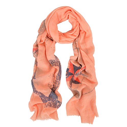 Elegant Vintage Anchor & Compass Print Frayed End Scarf Wrap - Diff Colors Avail