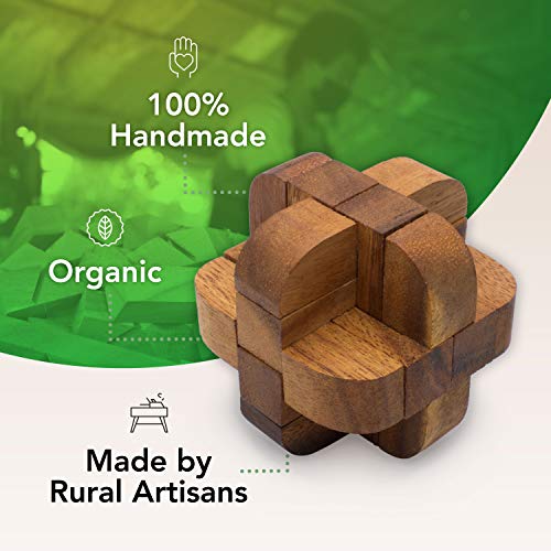 Neutron: Wooden Puzzles for Adults - 3D Brain Teaser Interlocking Game Handmade Organic Educational Problem-Solving Game for Adults. Corporate Desk Accent for Office.