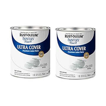 Rust-Oleum 1992502-2PK Painter's Touch Latex Paint, Quart, Gloss White, 2 Pack