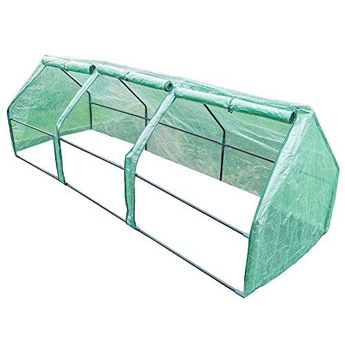 Garden Gear Cloche Plant Cover, Portable Mini Greenhouse, Outdoor Grow Polytunnel Plants & Vegetables Protection with Zipped Windows & Steel Frame (Extra Long Apex Cloche)