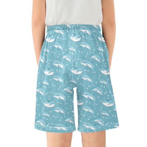 ALAZA Cartoon Dolphin Blue Pajama Shorts Sleep Shorts Pant Lounge Pajama Bottoms Elastic Waist with Pockets2