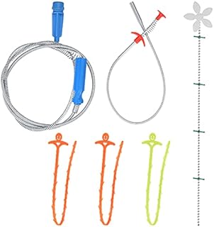 6 in 1 Drain Sink Unblocker Tools, Drain Pipe Cleaning Tool, Drain Hair Remover Tool, Drain Hair Clog Cleaner Remover Kit for Kitchen Shower Sink Bathroom Bathtub