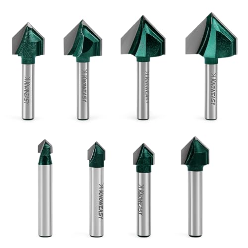 Knoweasy 8-Piece V-Groove Router Bit Set