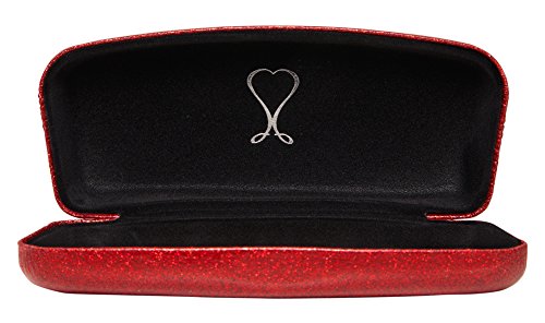 SPUNKYsoul Red Medium Premium Fashion Women's Hard Eyeglasses Case | Smooth Glitter | Bonus Cleaning Cloth (MEDIUM RED) - Thumbnail 2