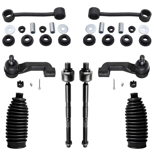 Image of Detroit Axle - Front 12pc Control Arms Kit for 07-11 Dodge Nitro, 08-12 Jeep Liberty, 4 Control Arms w /Ball Joints 4 Tie Rods 2 Sway Bars 2 Boots 2008 2009 2010 2011 Replacement