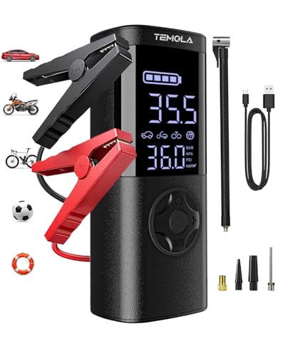 Image of TEMOLA Jump Starter with Air Compressor, 12V Battery Jumper Starter Portable, 150PSI Tire Inflator Car Battery Jump Starter with LED Light, Suitable for Cars, Trucks, SUVs and Emergency Roadside Use