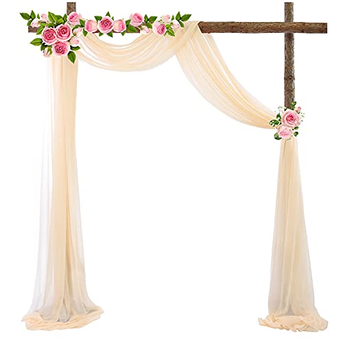 Cortina de tul para fotos de fondo,arco de boda,tela de tul,cortina de arco para boda,arco libre,colgador transversal,cortina decorativa para baby shower,fiesta,boda,arco ceremonia,70 x 550 cm,champán