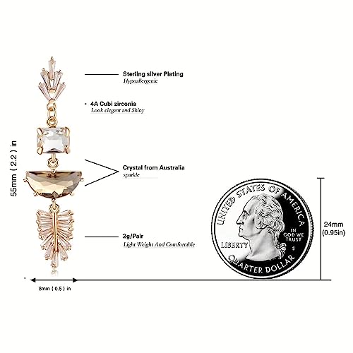 14K Gold Art Deco 1920s Crystal Sparkling Rhinestone Cubic Zirconia Chandelier Statement Vintage Dangle Drop Bridal Earrings for Weddings, Bridesmaids, and Prom Jewelry Gifts2