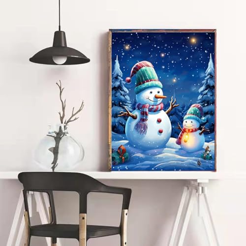 Image of Eiazuiks Christmas Diamond Painting Kits for Adults, Snowman and Christmas Tree 5D DIY Diamond Art Kits Full Drill Diamond Dots for Gift Wall Decor and Relaxation Gem Arts 12x16 inch