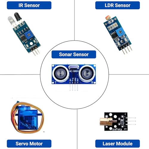 Image of 5-in-1 Sensor Kit for UNO & ESP32 | IR Sensor, LDR, Ultrasonic Sonar, Laser Module & Servo Motor | DIY Electronics & STEM Learning Kit