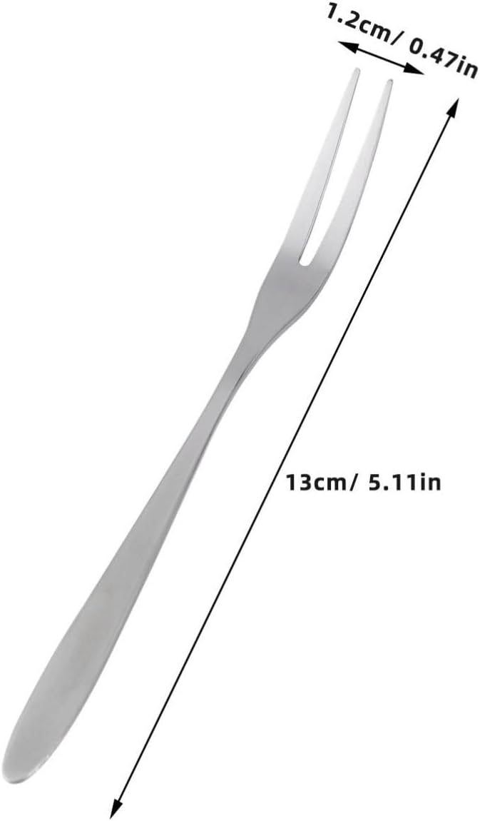 Stainless Steel Fruit Forks Silver 5pcs for Appetizers and Mini Cakes