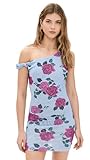 Good American Women's Mesh Twist Mini Dress, Vintage Rose, Blue, Floral, S