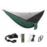 GUOQUNYC Hamaca de plataforma para acampar, hamaca portátil con red y correas de árbol, hamaca ligera de nailon de paracaídas para mochileros, columpio de parque infantil al aire libre (color: