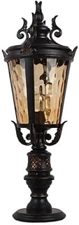Waterproof Black Wall Head Pillar Light with Glass Lampshades - Garden Park Lighting Doorpost Lights in Wine Cup Shape