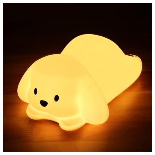 ZKLiLi Veilleuse pour enfant Dog, Veilleuse mignonne avec 16 couleurs pour la chambre de bébé, veilleuse tactile en silicone souple en forme de chien pour la décoration de la chambre d'enfant