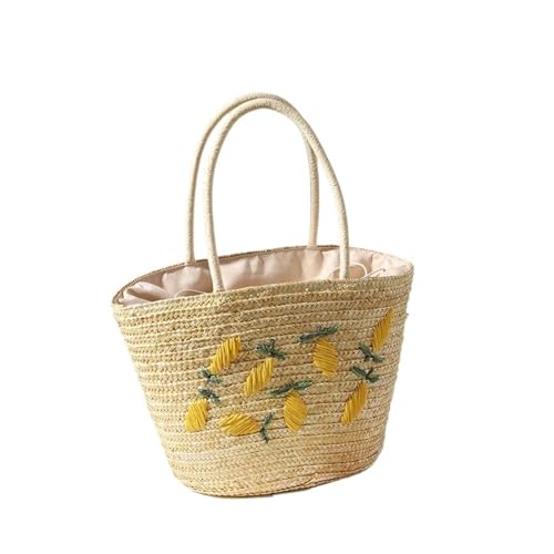 Sac de plage brodé alphabet VELORE grand cabas de vacances en paille