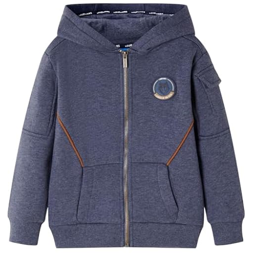 vidaXL Sudadera Infantil con Capucha Cremallera Ropa de Niños Azul Oscuro Mélange 104 | Ya disponible en tu tienda friki favorita! En mundofriki.es!
