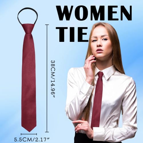 Image of Luckyvestir Womens Tie, Pre Tied Black /Red Ties for Women Adjustable Zipper Womens Necktie