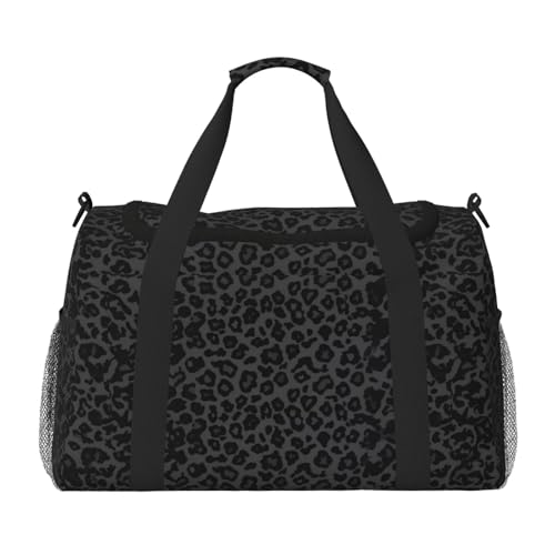 Black Leopard Print Gym Bag for Women Cheetah Travel Duffle Bag Carry On Tote Weekender Overnight Bags Large Capacity Duffel Bag Carry On Bag