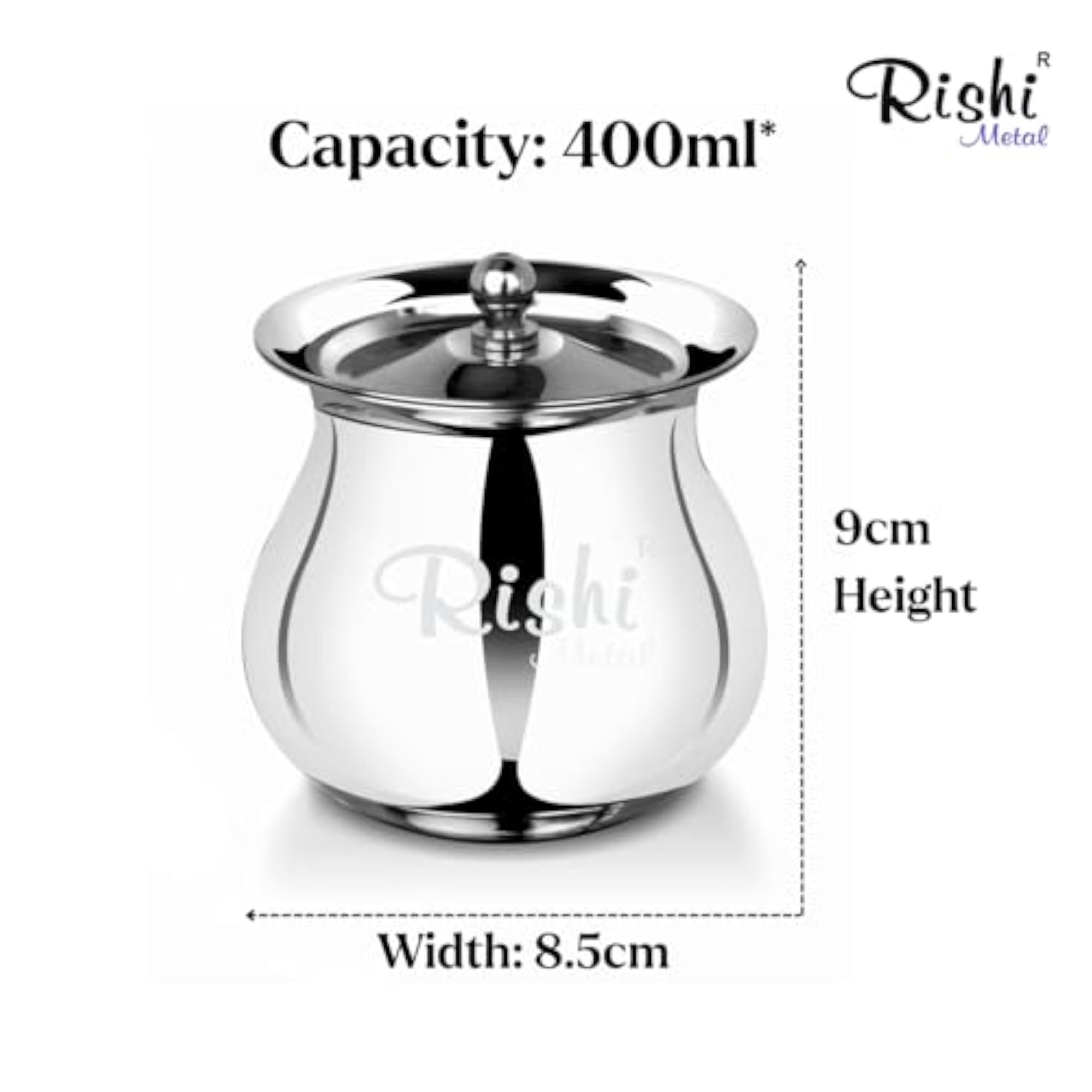 Stainless Steel Ghee Pot with Spoon, 400 ml